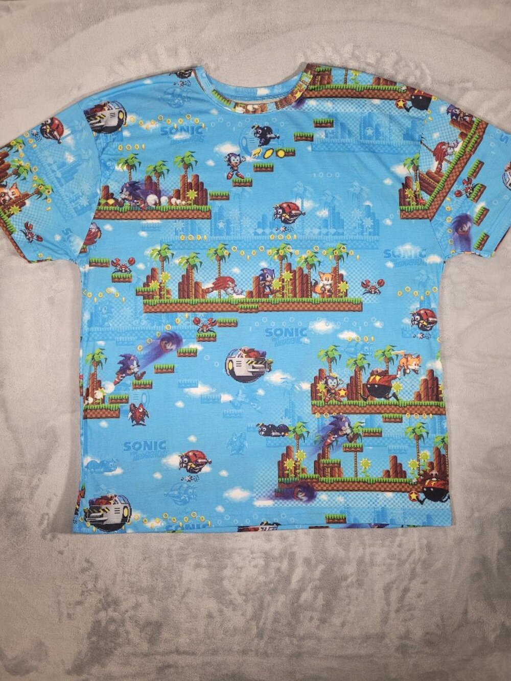 Sonic The Hedgehog Shirt Size XXL Blue Video Game Graphic Tee SEGA Classic Gamer